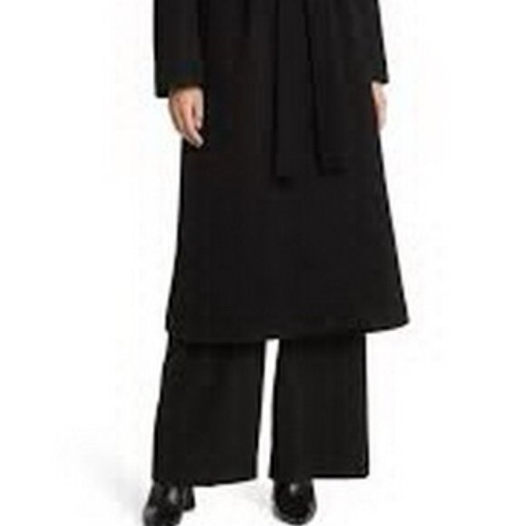 Fleurette Black Rory Genuine Shearling Collar Wool Coat Less Belt - Picture 2 of 4